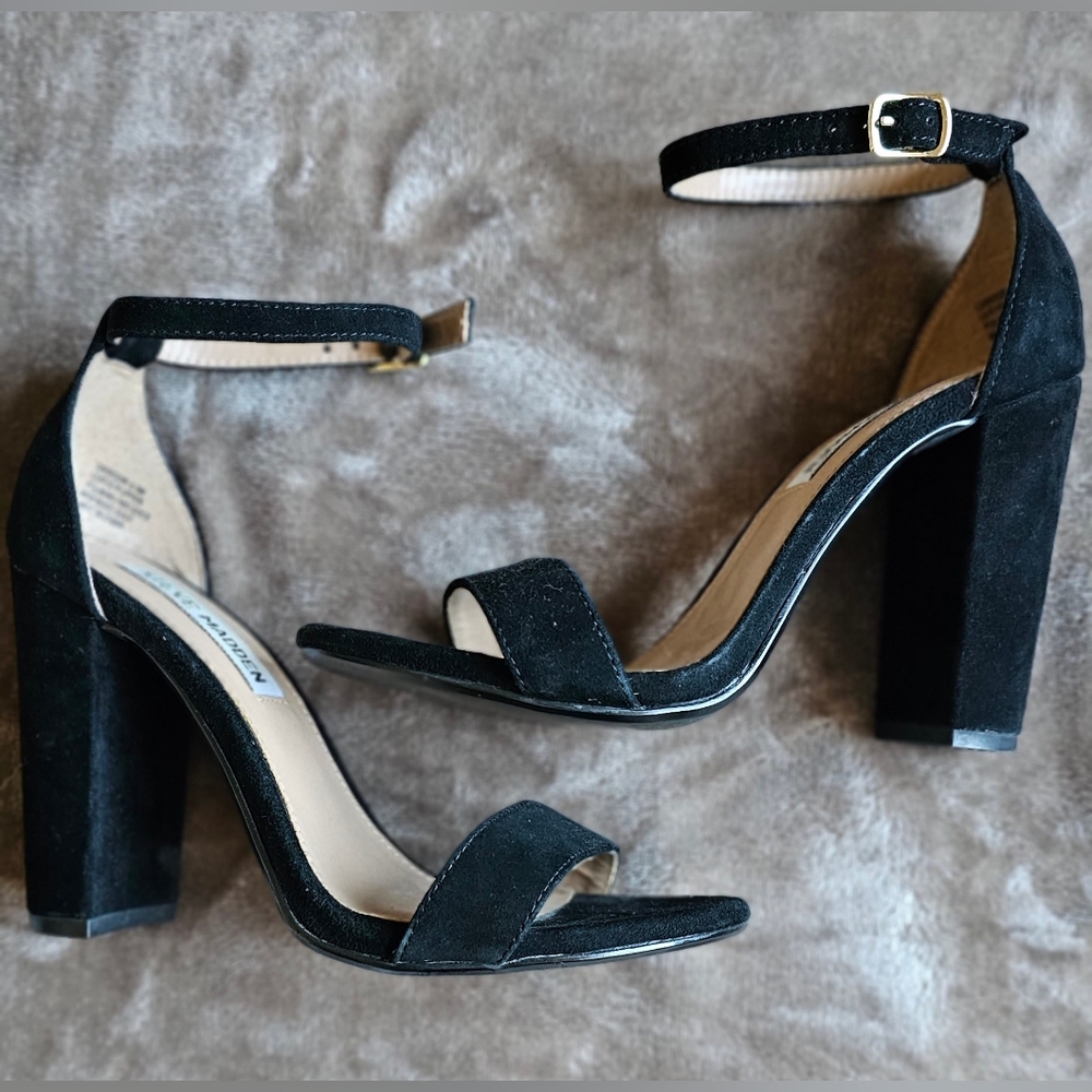 Steve Madden black heels with ankle strap. Size 6.5